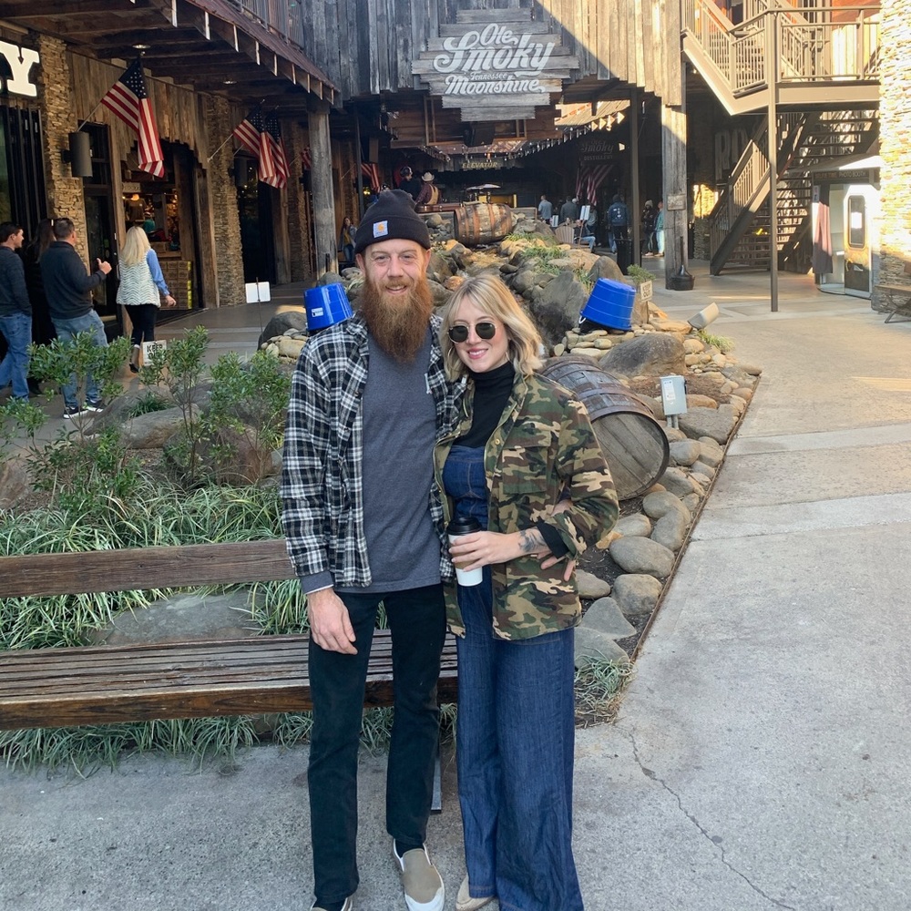 Camo Jean jacket with gold accents